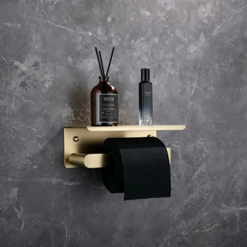 Brushed Gold Bathroom Toilet Brush Holder Toilet Paper