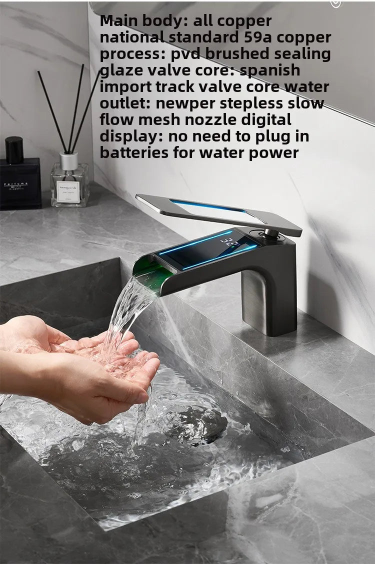 High-Quality Grey Basin Faucet Brass Construction Bathroom Sink