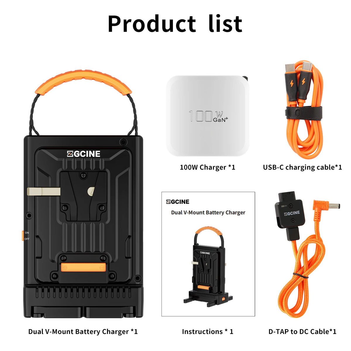 Zgcine 100w V-Lock Battery Charger V-Mount Charger Dual