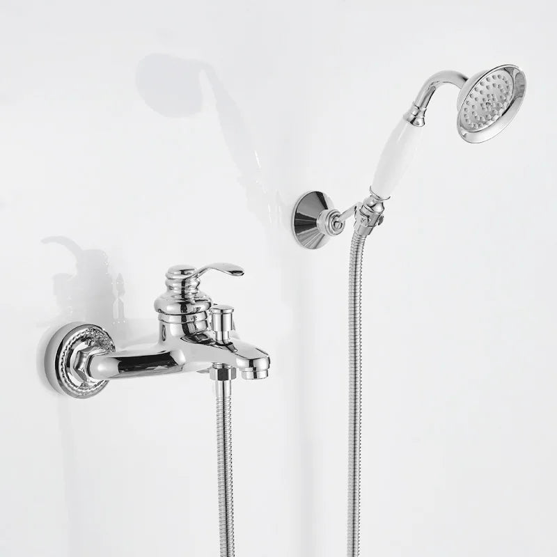 European Style Bathroom Shower Faucet Copper Brass Shower