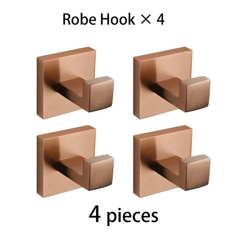 Brushed Rose Gold Towel Rack Robe Hook Bathroom