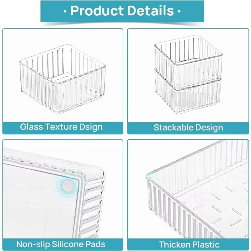 Transparent Modular Drawer Organizer Multi Use Storage Trays