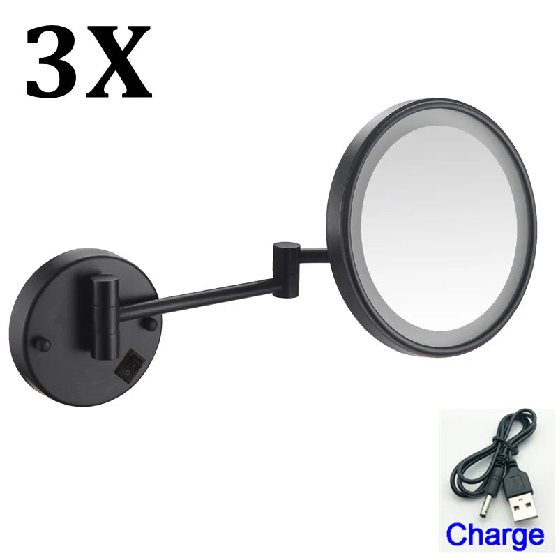 Rechargeable Led Folding Bathroom Makeup Mirror Wall Mounted