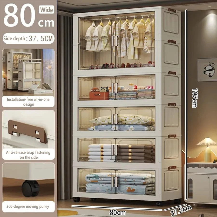 Multi-Functional Folding Storage Cabinet Doors White/Black/Gray