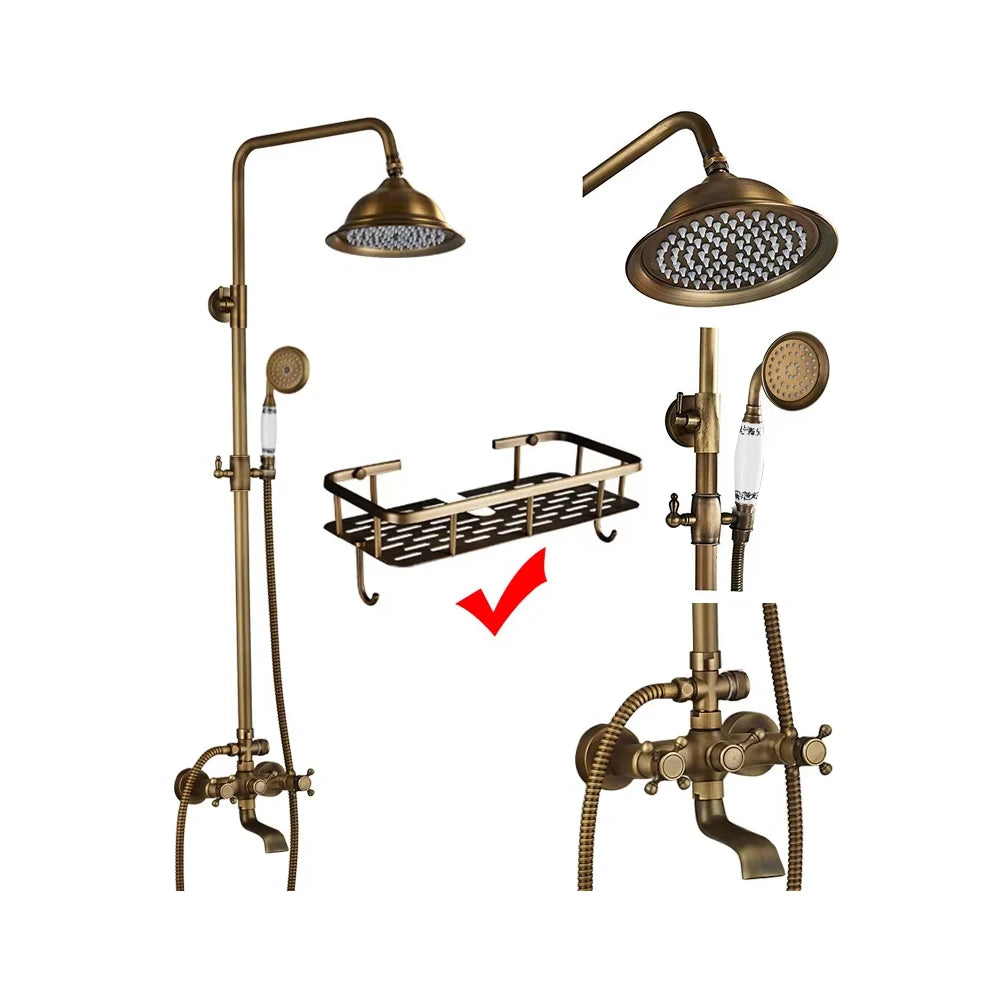 Shbshaimy Antique Brass Bathroom Shower Wall Mounted Rainfall