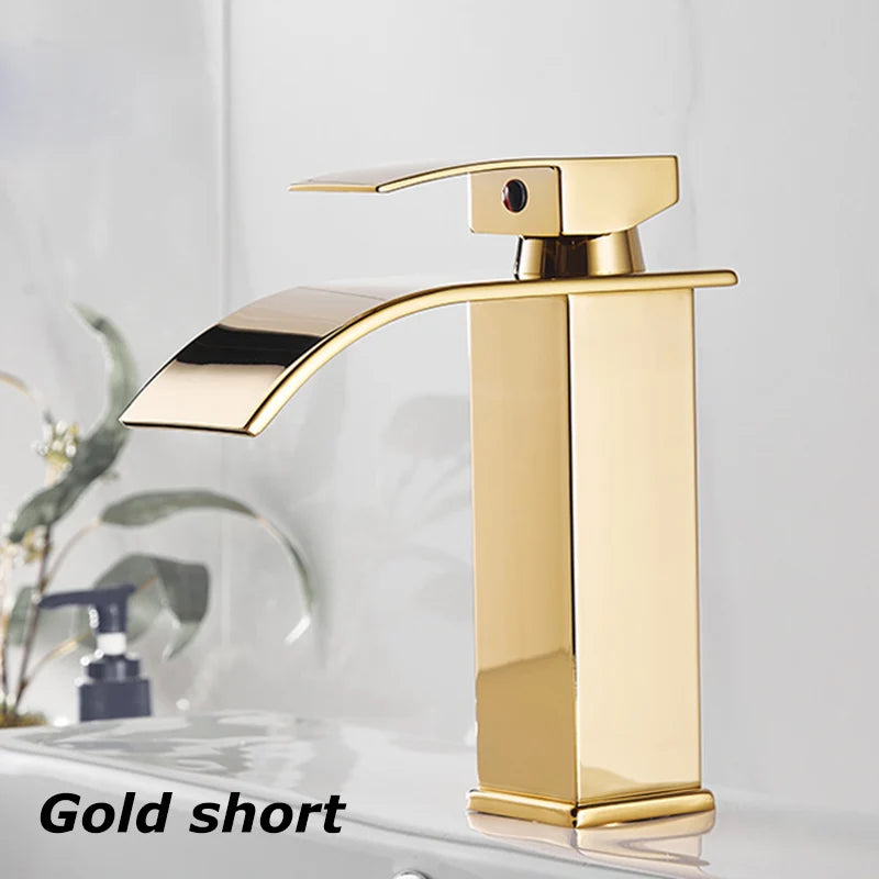 Splash-Proof Dual Control Countertop Waterfall Faucet Bathroom