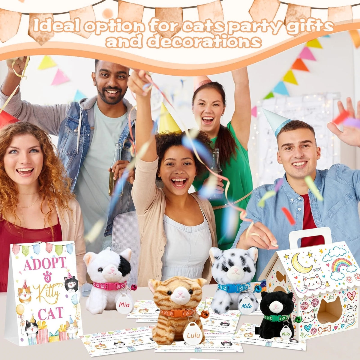 8-32set Adopt Kitten Party Favors Cat Stuffed Animals