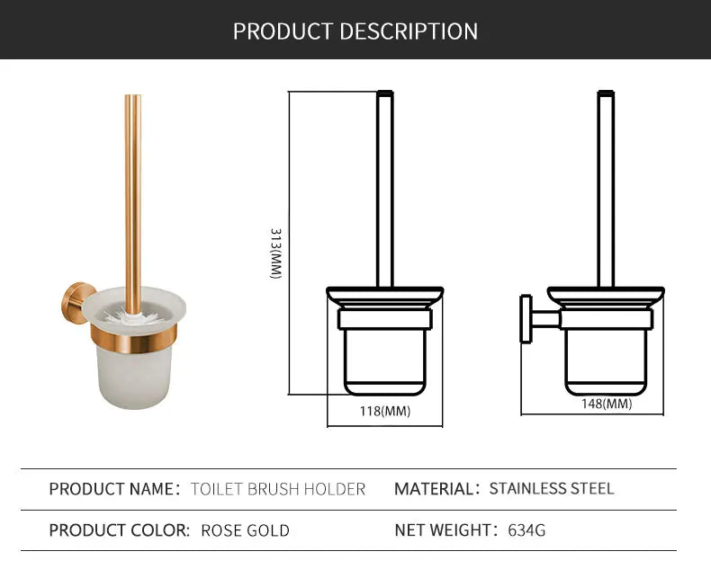 Bathroom Hardware 304 Stainless Steel Rose Gold Towel