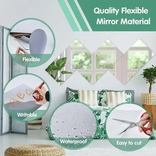 20x20cm Acrylic Flexible Mirror Sheets Mirror Wall Sticker