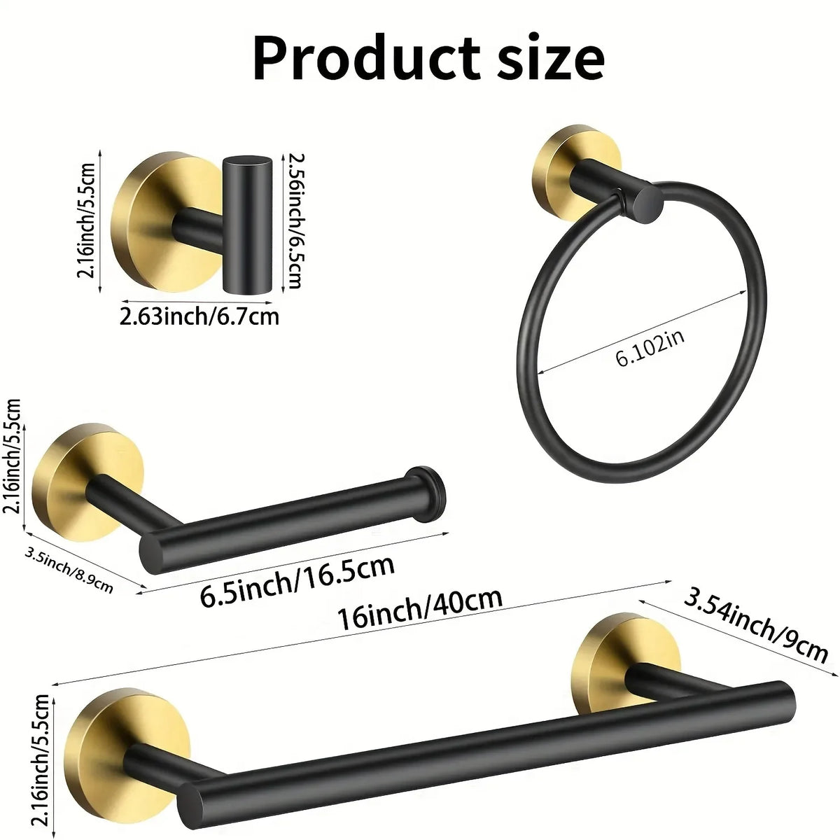 Black Gold Bathroom Hardware Wall Mounted Stainless Steel