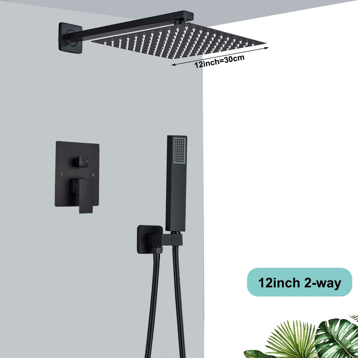 Saflihca Matte Black Shower Faucets Rainfall 8/10/12/16 Concealed