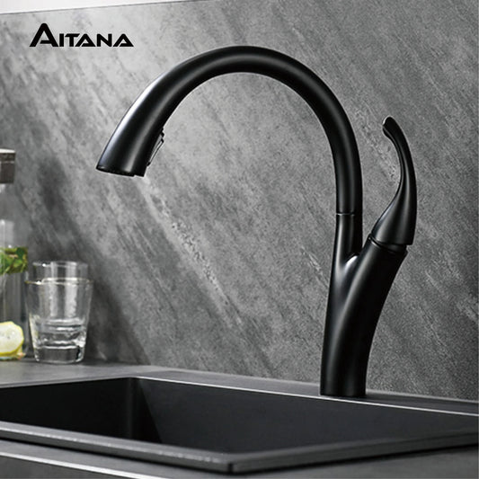 Aitana Simple Design Brass Black Faucet Modern Handle