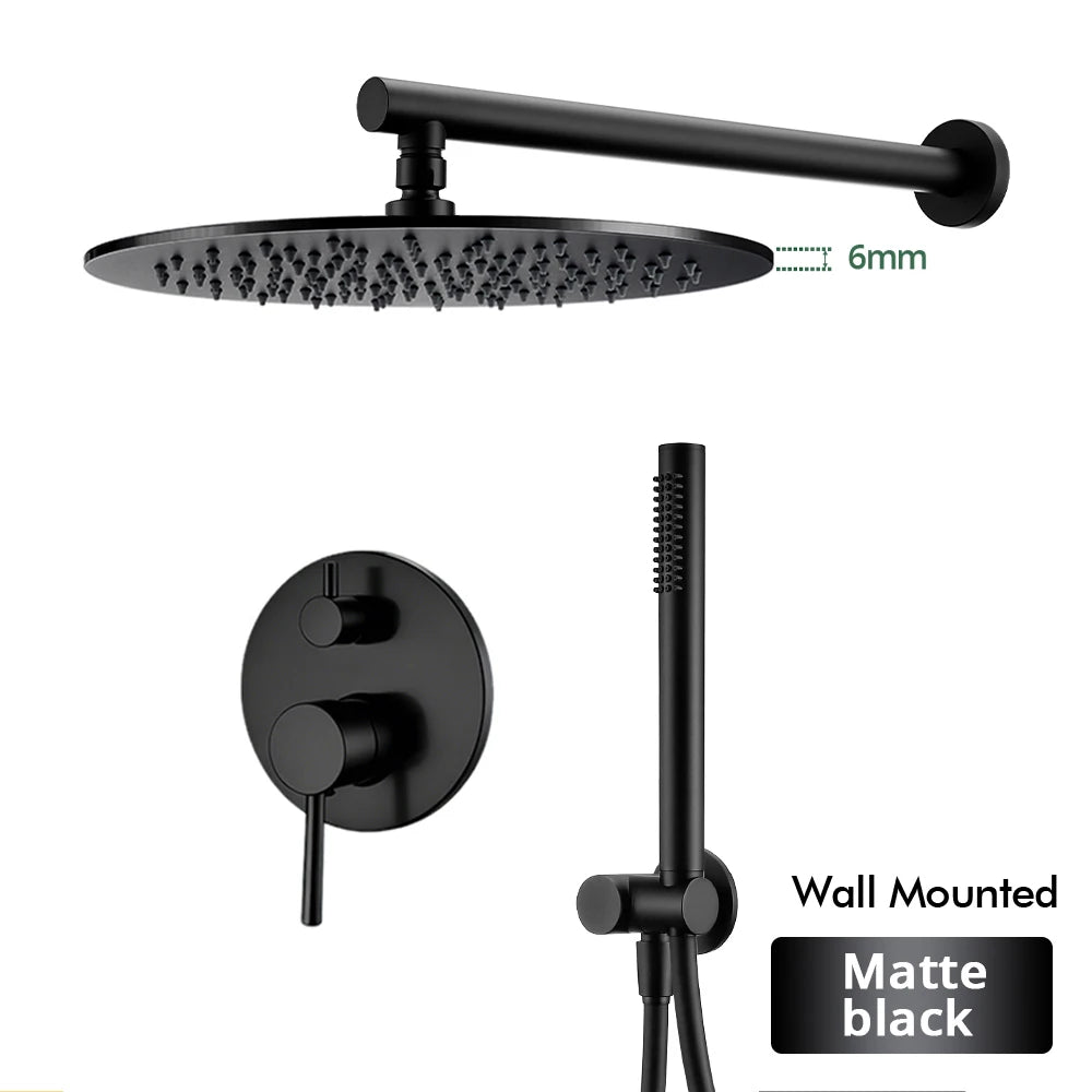 Brushed Stainless Steel Brass Built Installation Rain Shower