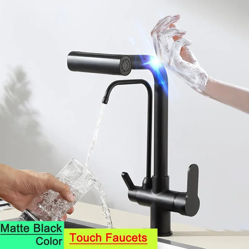 Waterfall Touch On Filter Faucets Brass Cold Pull