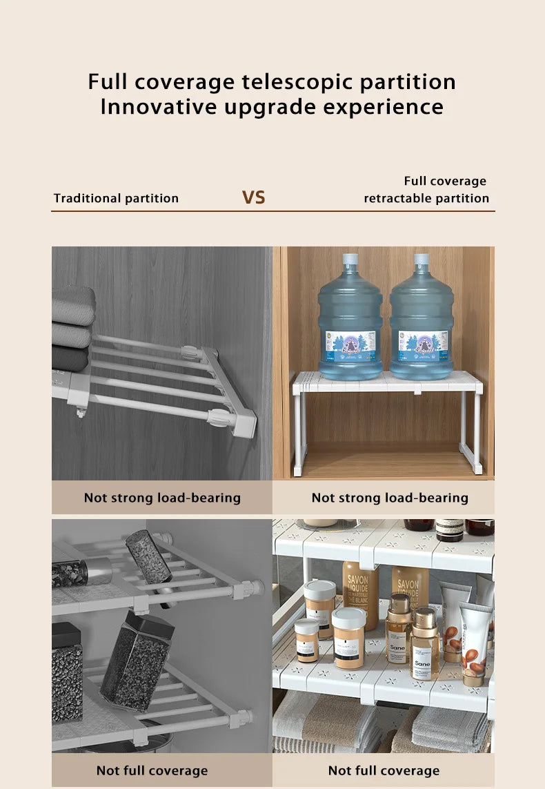 Wardrobe No-Punch Multi-Layer Retractable Adjustable Shelves