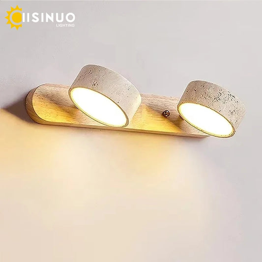 Rotatable Led Vanity Mirror Light Wabi Sabi Travertine