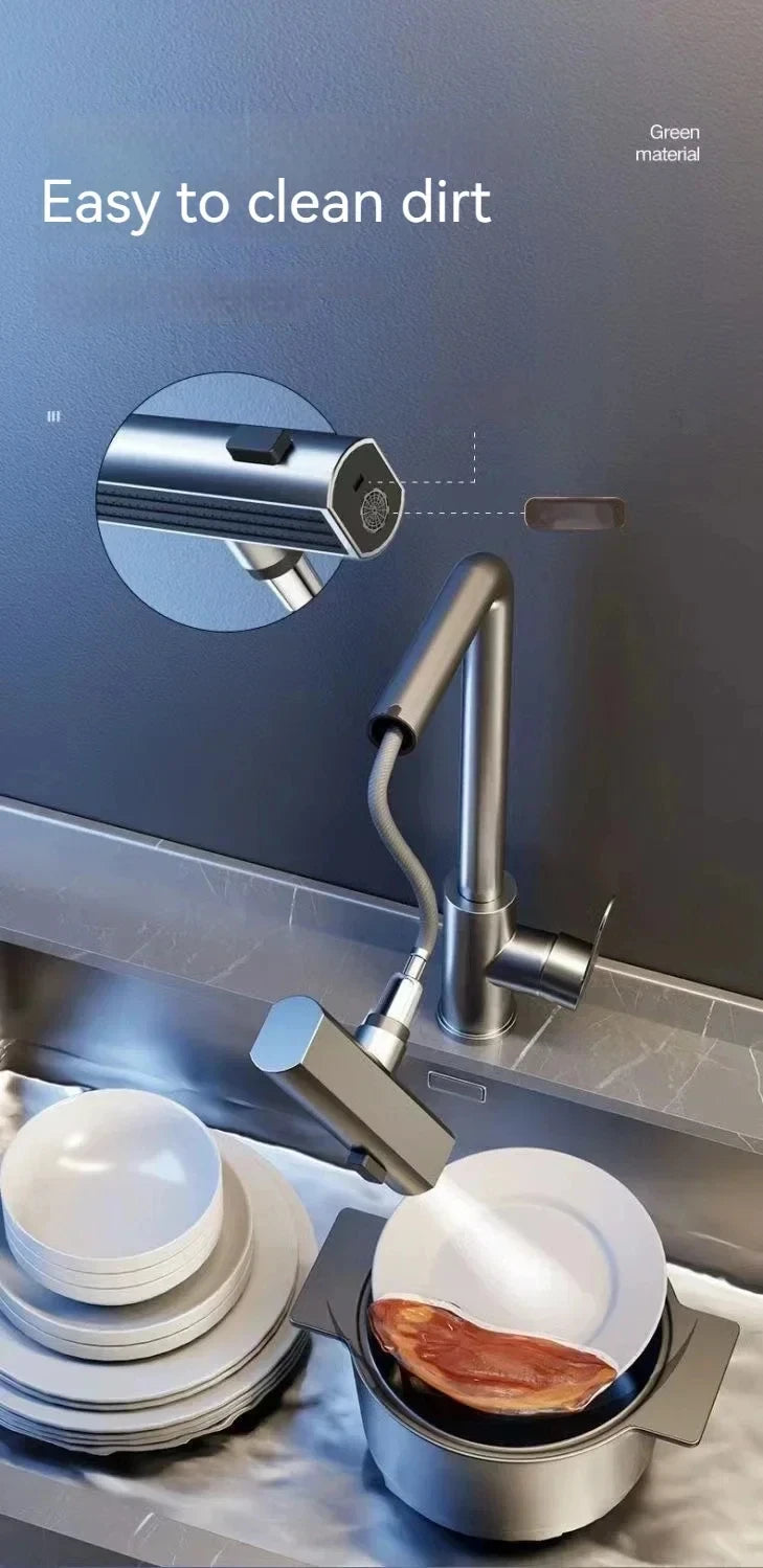 Pull-Out Flying Rain Waterfall Faucet Cold Faucet 304