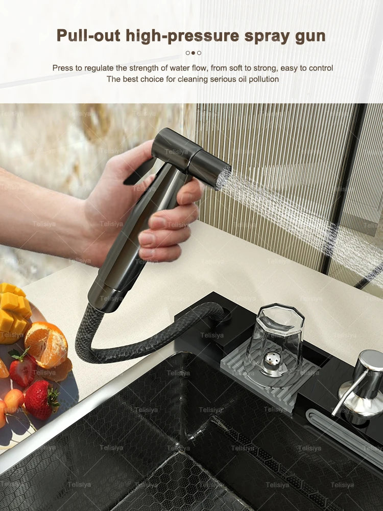 Various Waterfall Sink Stainless Steel Large Slot Digital
