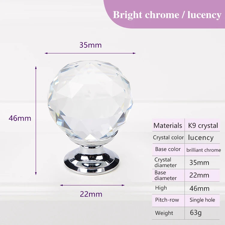 Colorful Crystal Glass Ball Pulls Knobs Wardrobe Door
