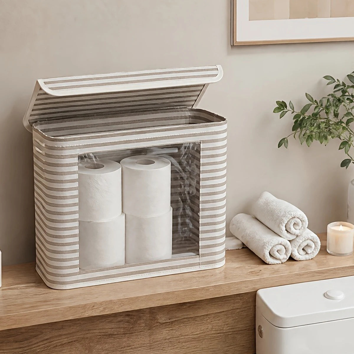 Foldable Toilet Paper Holder Lid Large Capacity Space-Saving