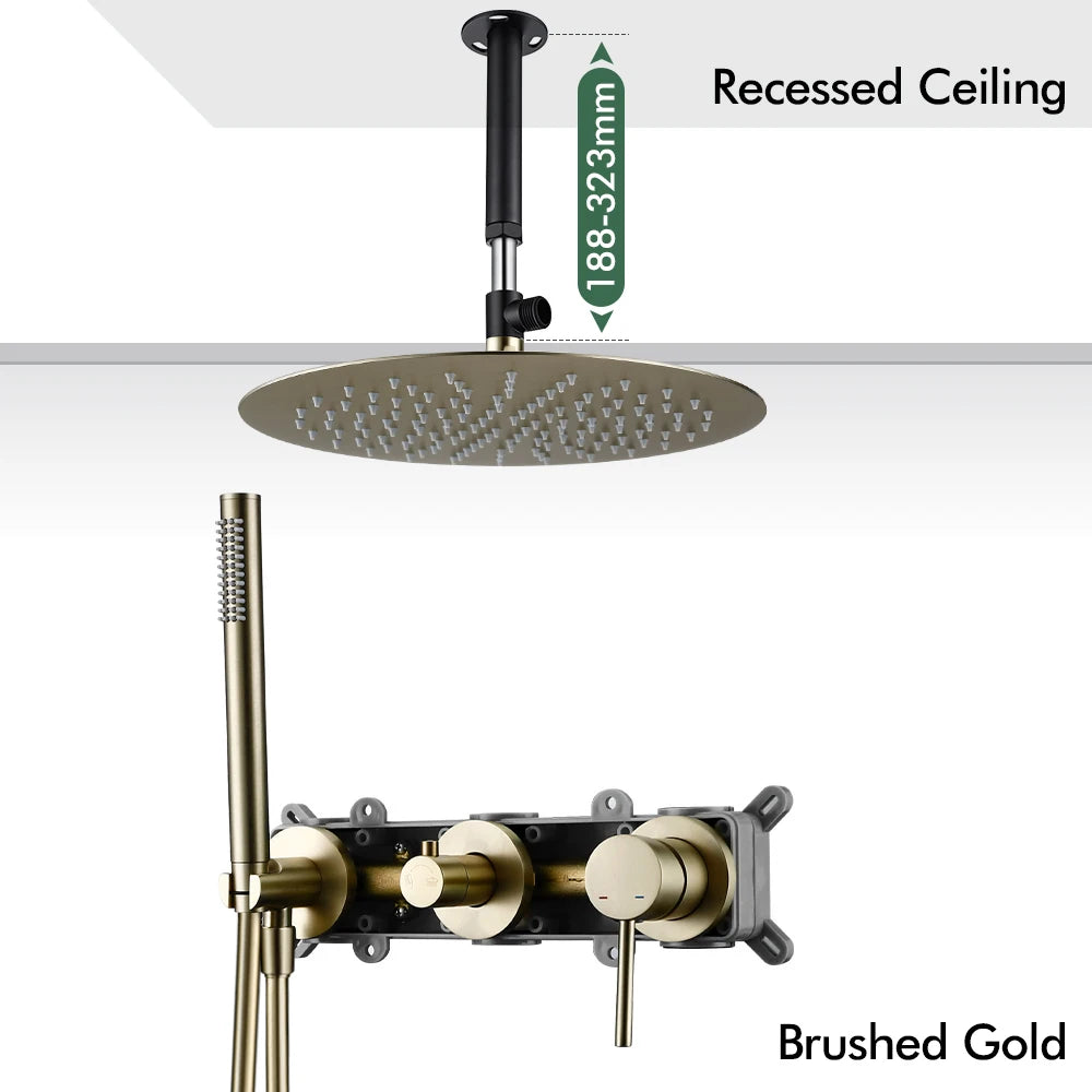 Gunmetal Shower Faucet 8-16 Wall Mounted Concealed Control