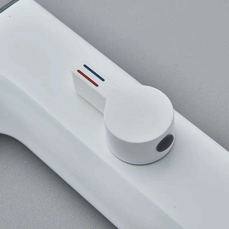 White Bathroom Basin Faucet Cold Water Mixer Deck
