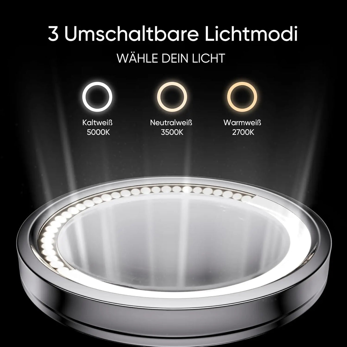 Brushed Gold Led Folding Bathroom Mirror Wall Mounted