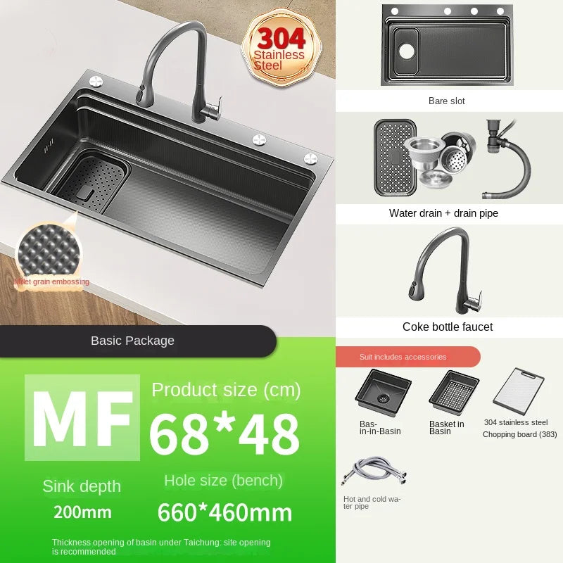 304 Stainless Steel Sink Black Large Slot Wash