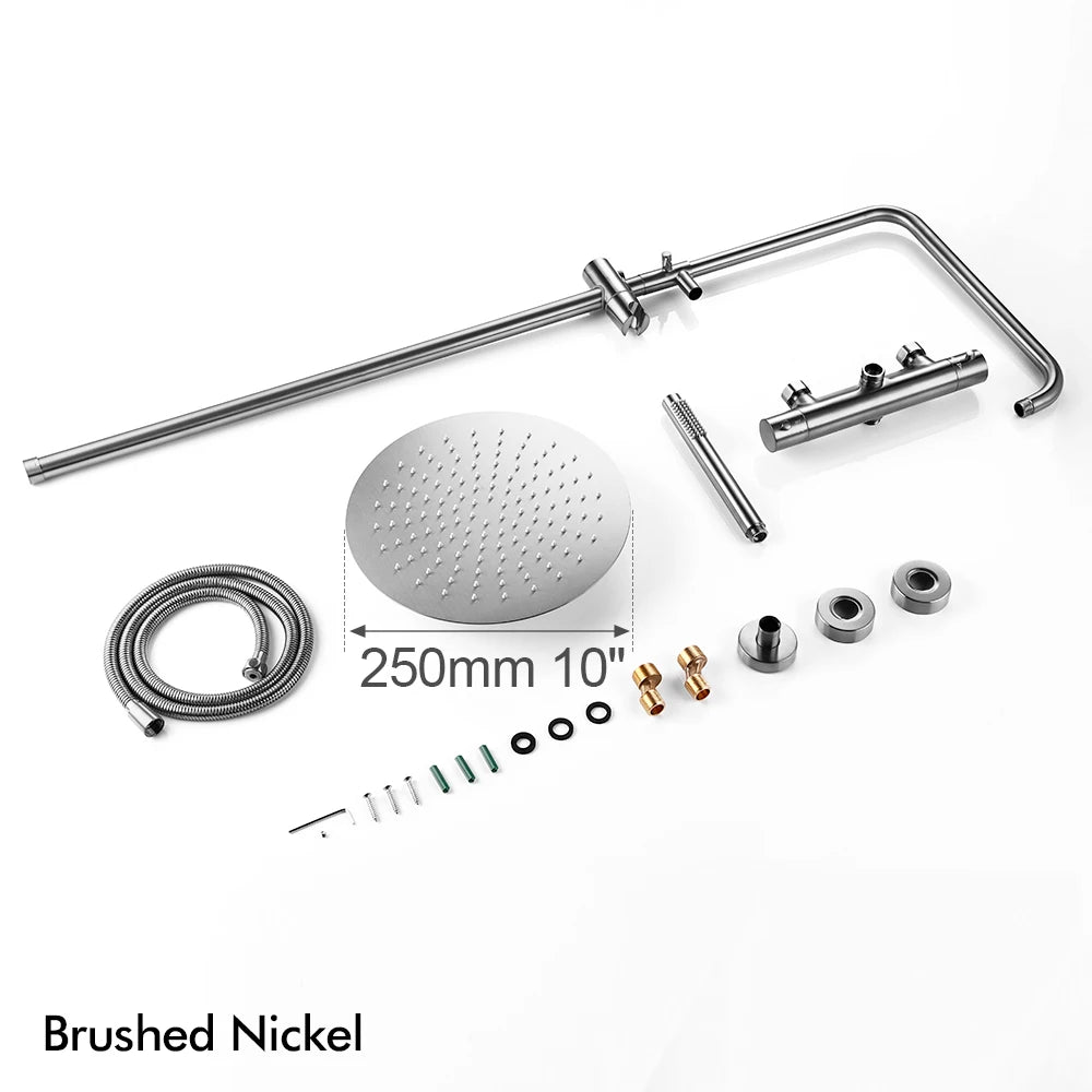 Thermostat Mixer Shower Wall Mount Bathroom Faucet Diverter