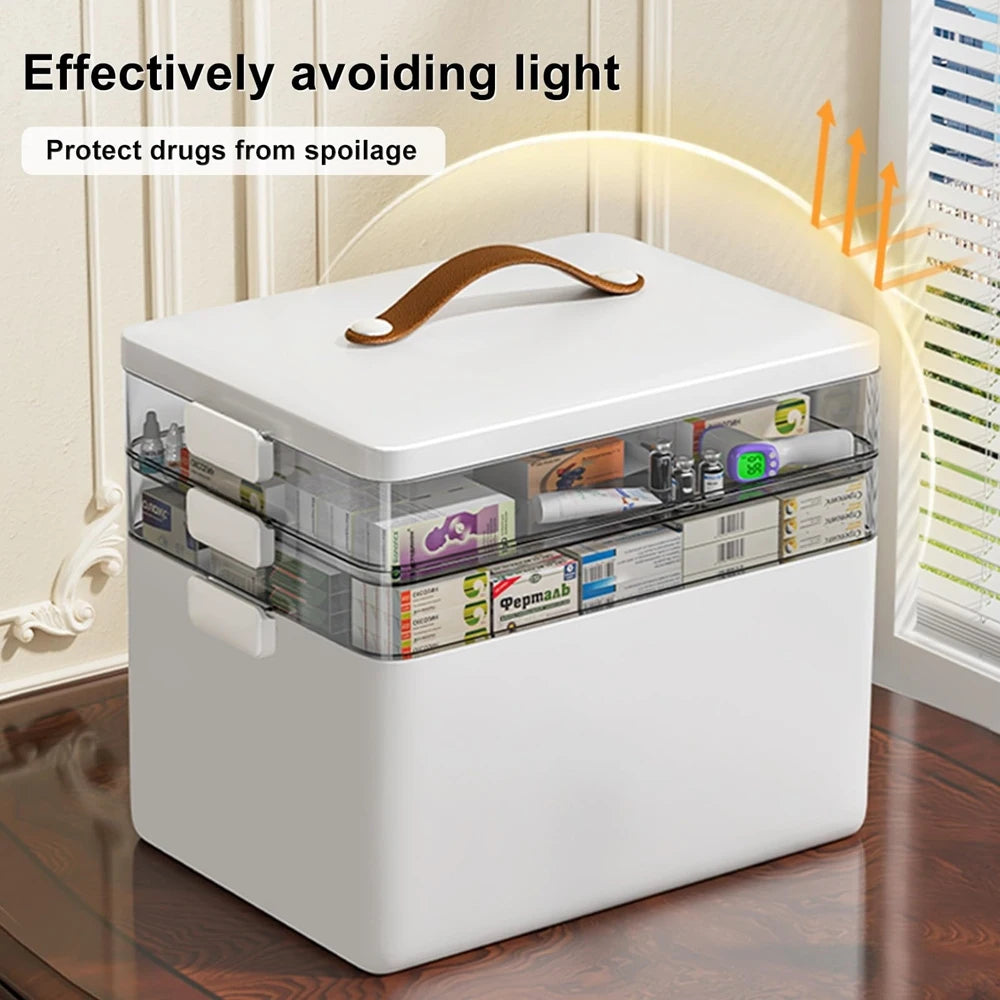 Tier Medicine Organizer - Medicine Cabinet Leather Handle