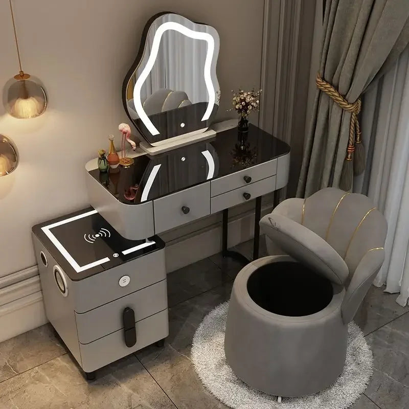 Nordic Glass Luxury Dressing Table Smart Wireless Charging