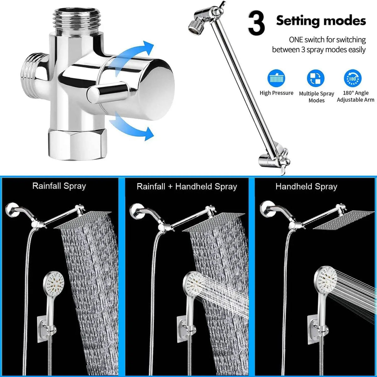 Black Simple Bathroom Shower Wall Mounted Bathroom Shower