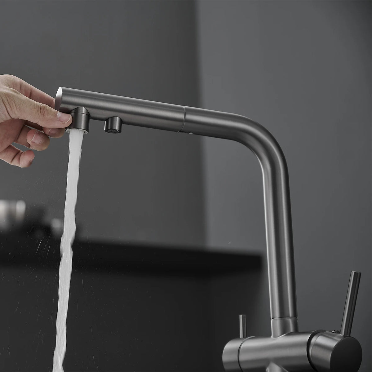 Brushed Nickel Pull Out Filter Faucets Quality Brass
