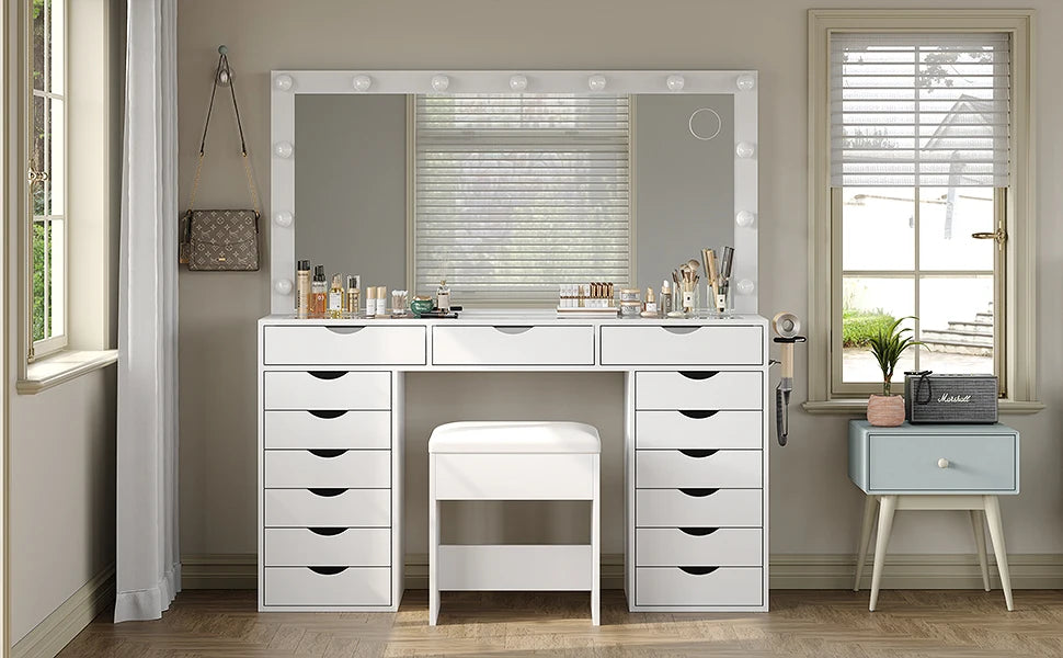 Yanosaku Vanity Desk Mirror Lights Makeup Table Charging