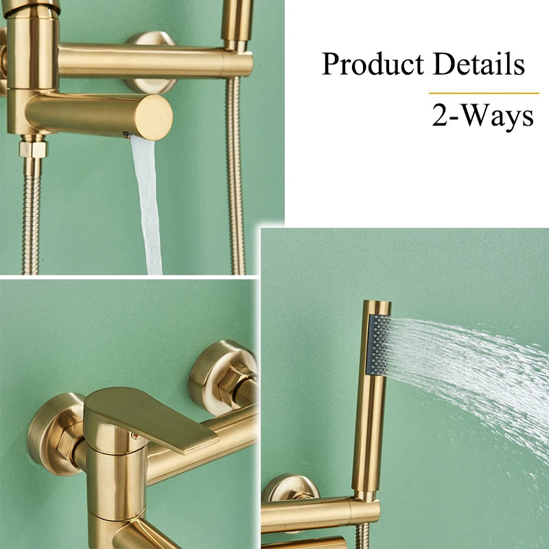 Bathtub Faucet Brass Wall Mounted Bathroom Shower Mixer