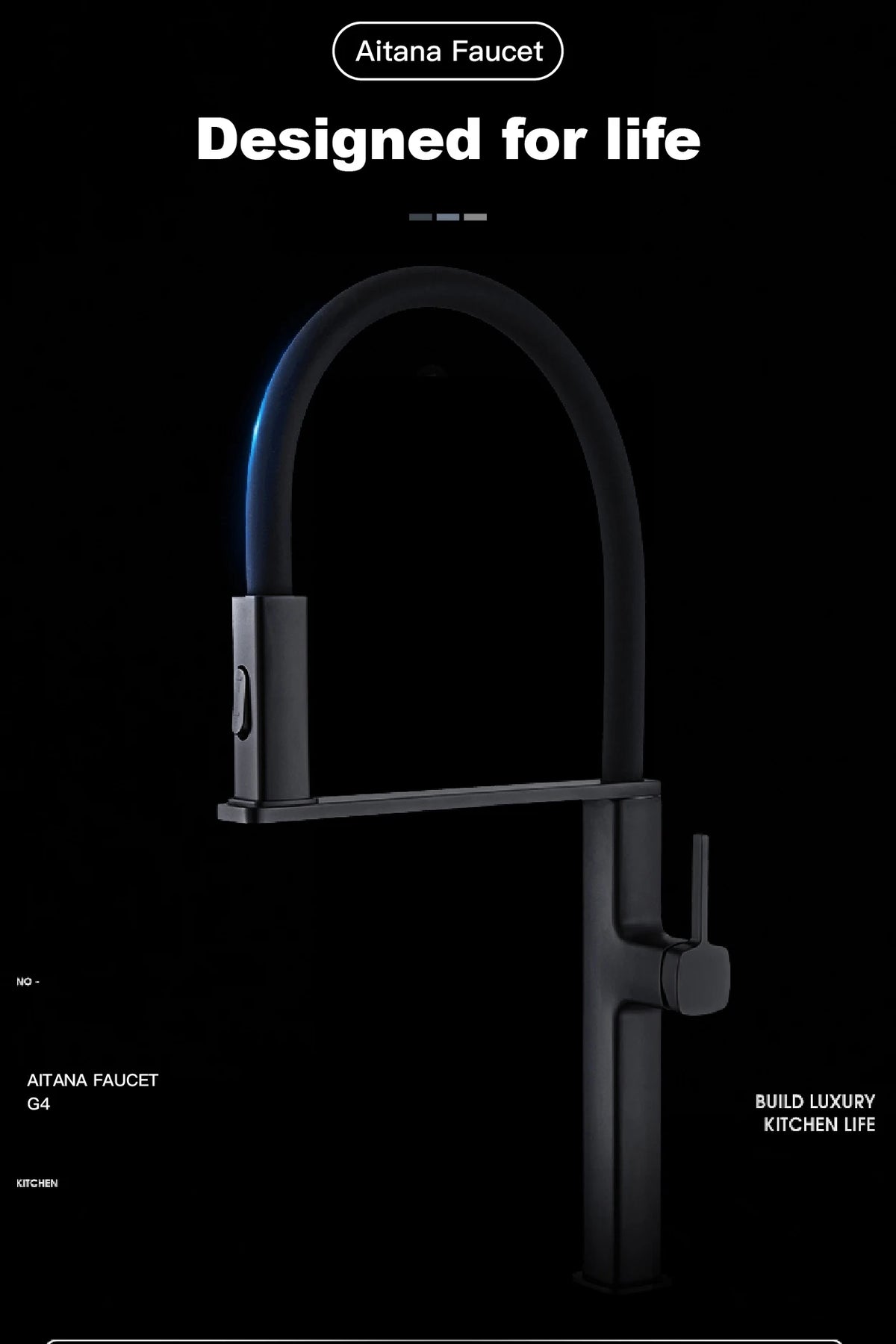 High End Black Brass Faucet Magnetic Suction Design
