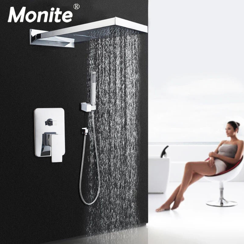 Monite Golden Plated Bathroom Shower Rainfall Head Shower