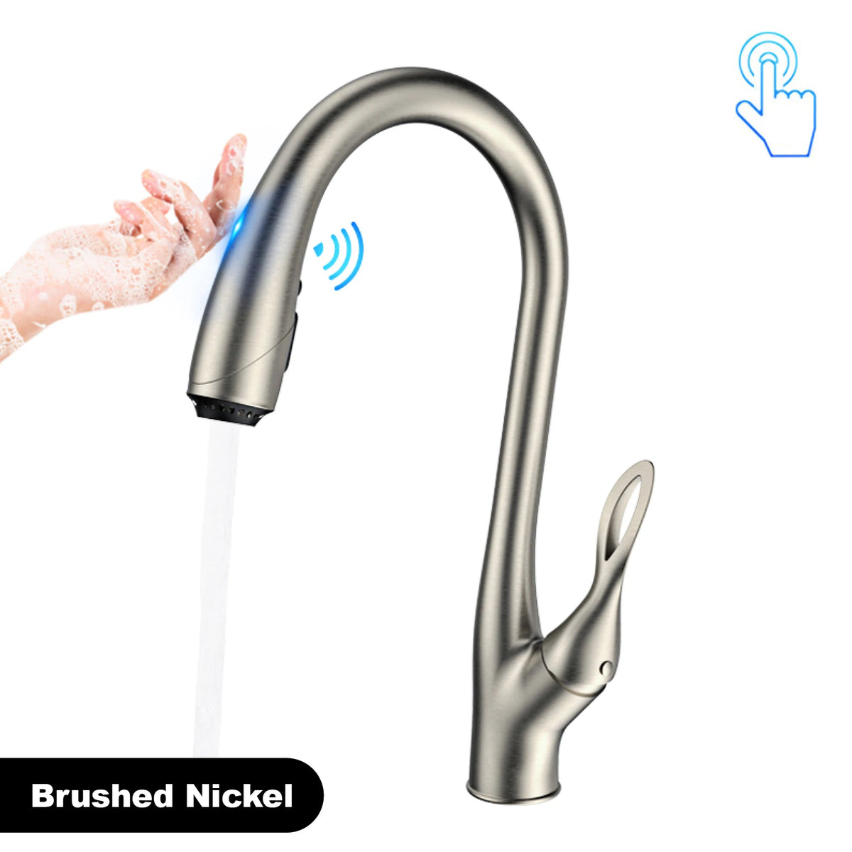 Brushed Gold Brass Faucet Pull Out Sprayer Ceramic