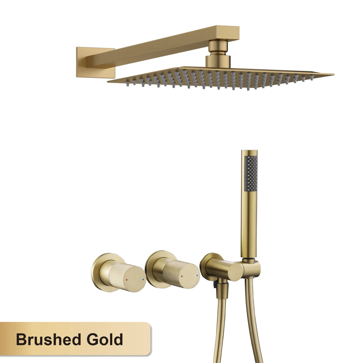 Modern Brass 2-Function Shower System Wall-Embedded Chrome Finish