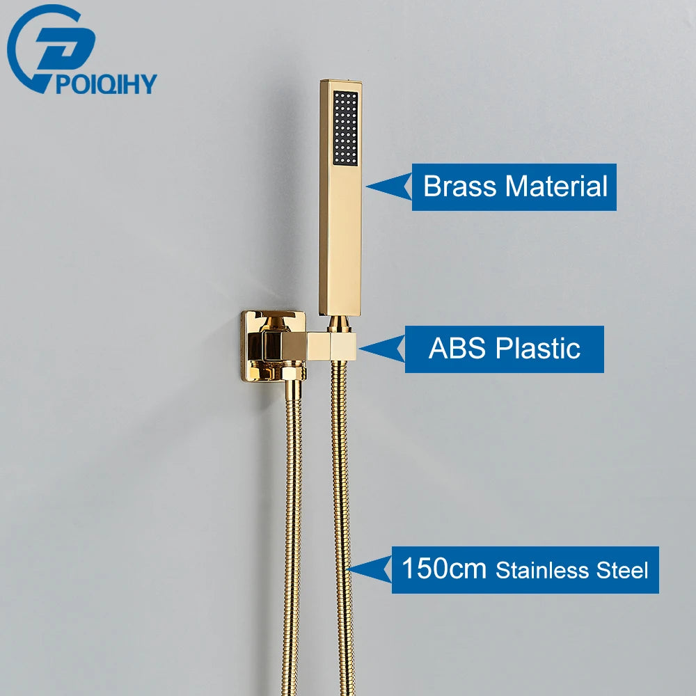 Poiqihy Golden Handshower Head 150cm Stainless Steel Shower