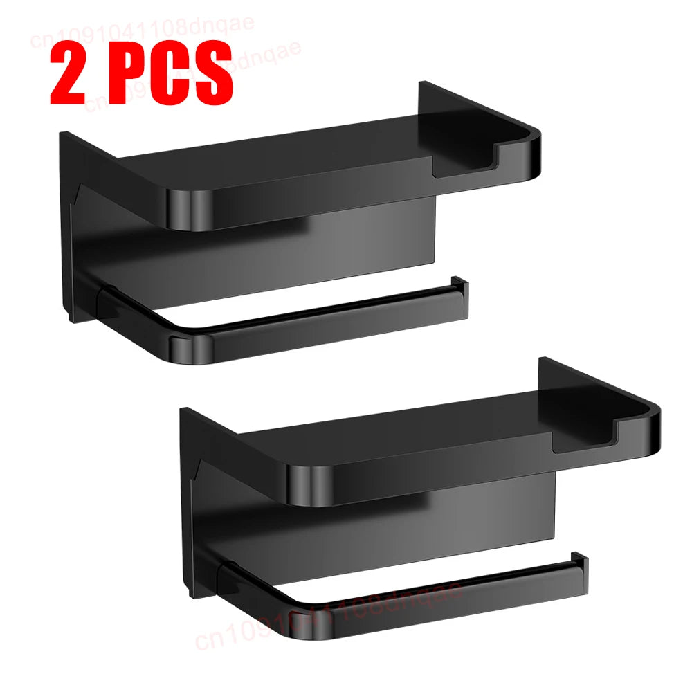No Drill Toilet Paper Holder Wall Mounted Shelf