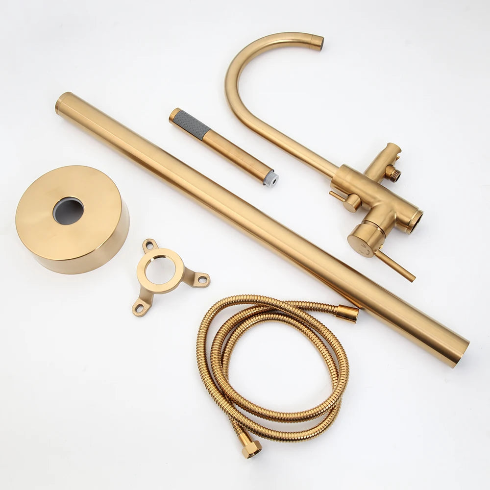 Kemaidi Golden Plated Bathtub Filler Shower Roman Tub