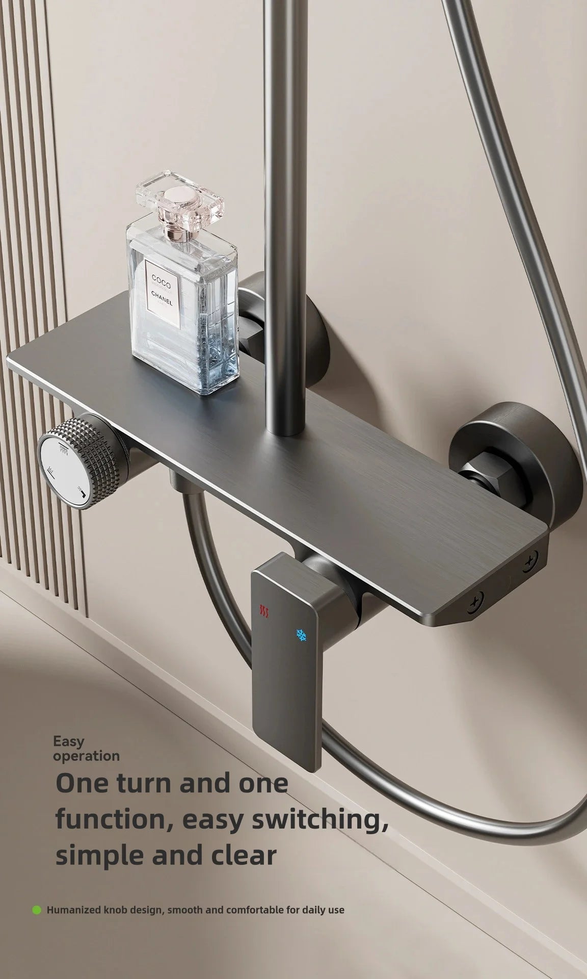 Gray Bathroom Shower Rainfall Shower Faucet Apartment Hotels