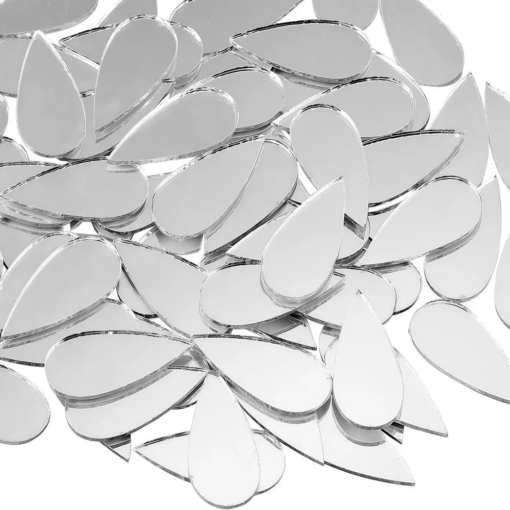 100pcs 5cm Diy Craft Mirror Stickers Leaf Shape