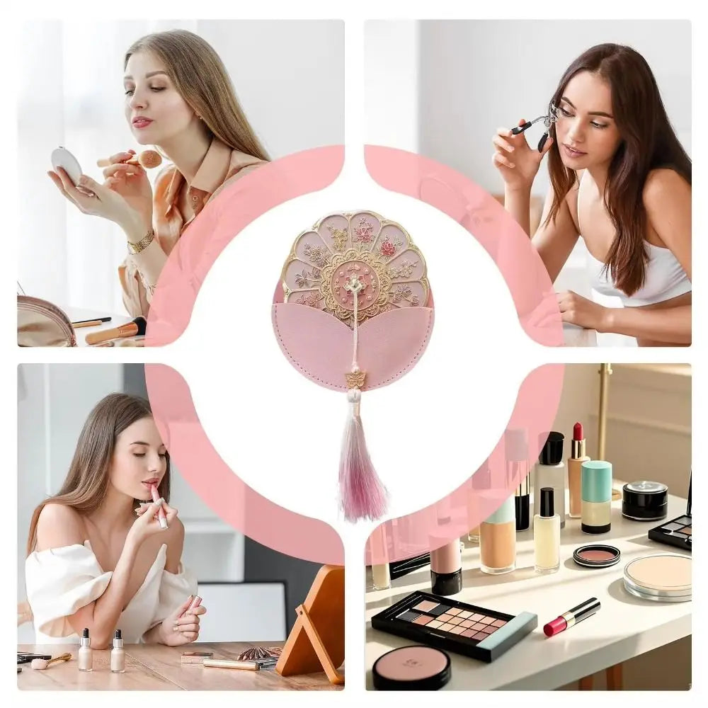Flower Pattern Compact Mirror Compact Makeup Mirror Stand