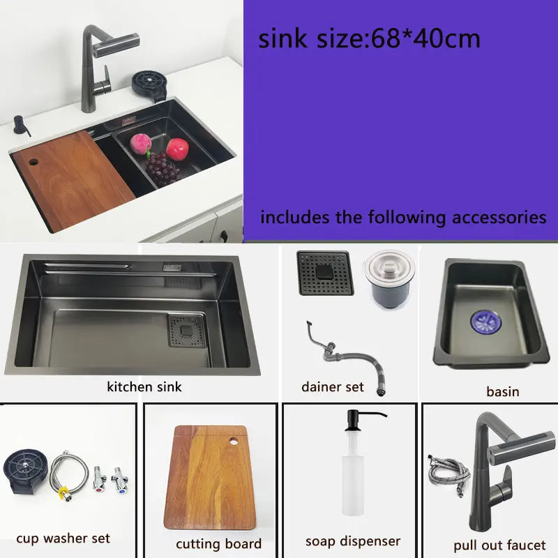 Undermount Or Above Mount Sink Matt Black Nano