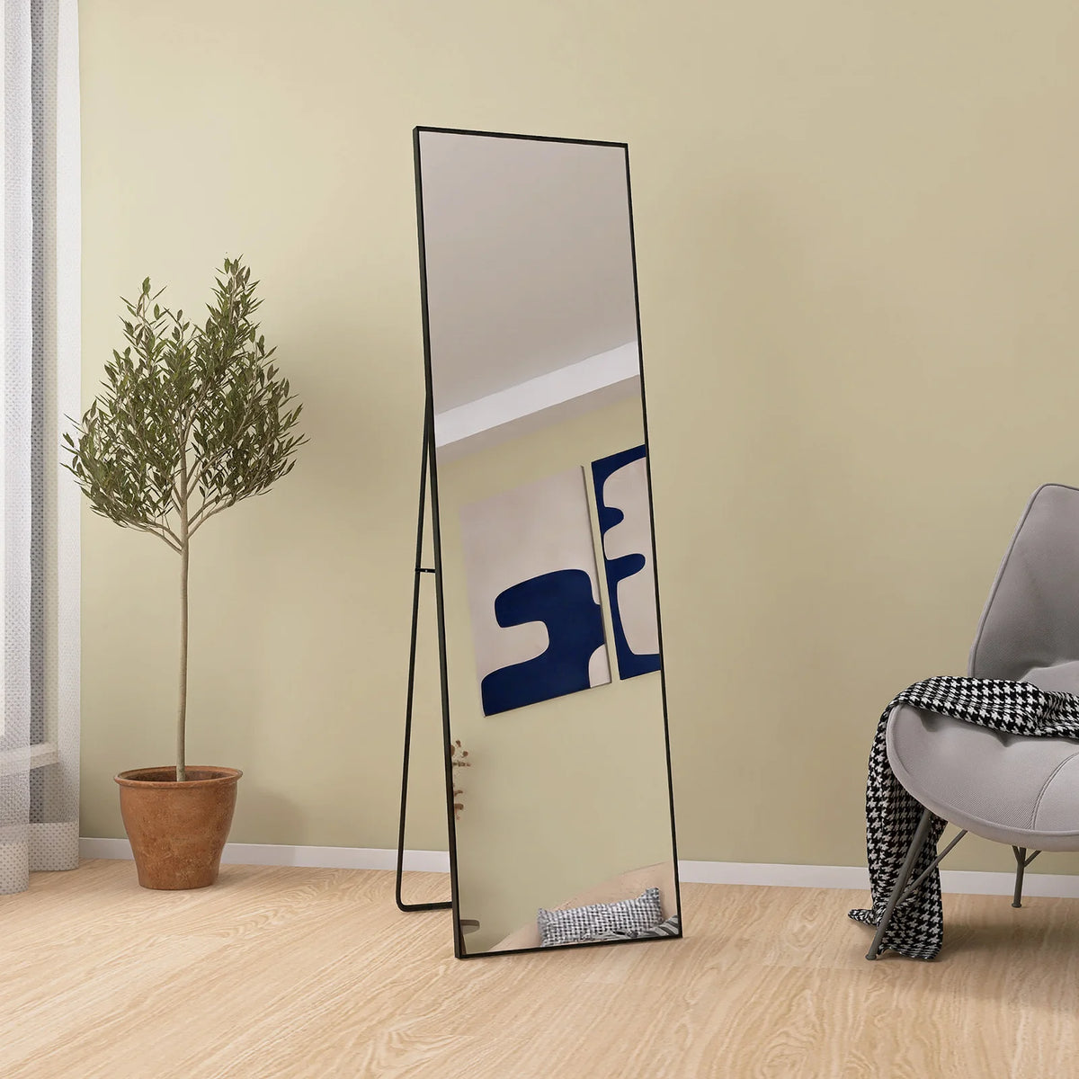 Full Length Mirror Standing Mirror Black Frame Large