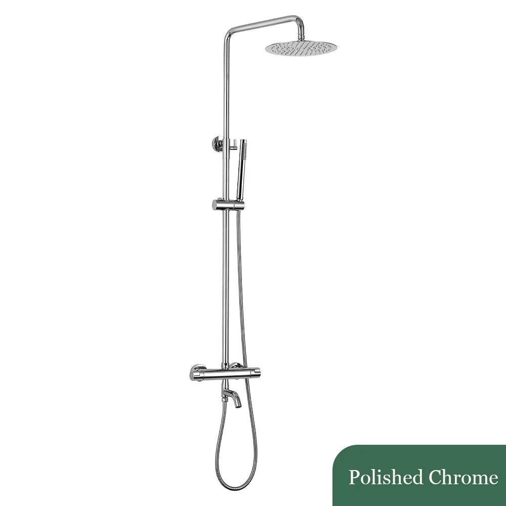Brushed Rose Gold Thermostatic Exposed Shower System Rainfall