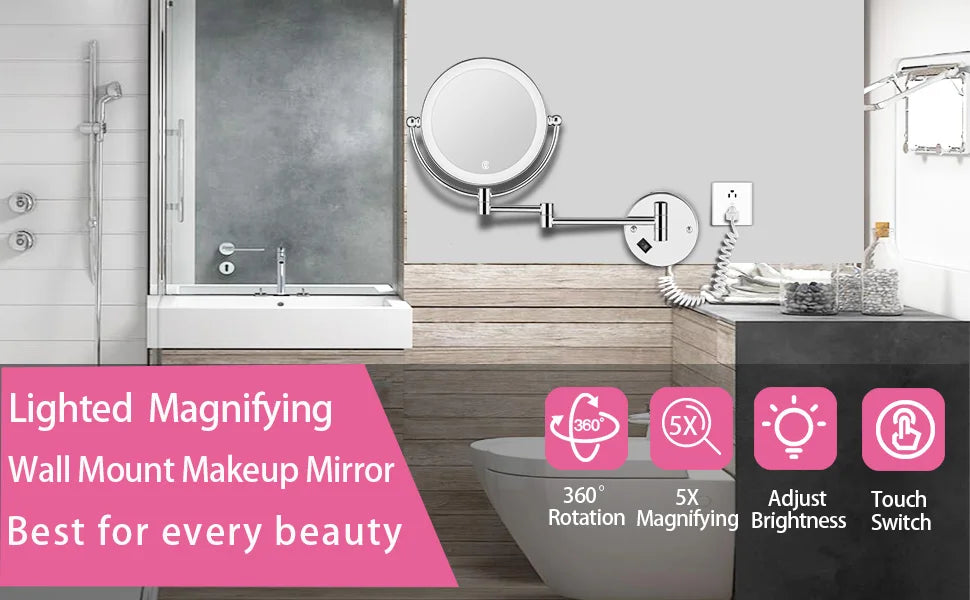Magnifying Bathroom Mirror Hunnise Quality Brass Gold Hotel