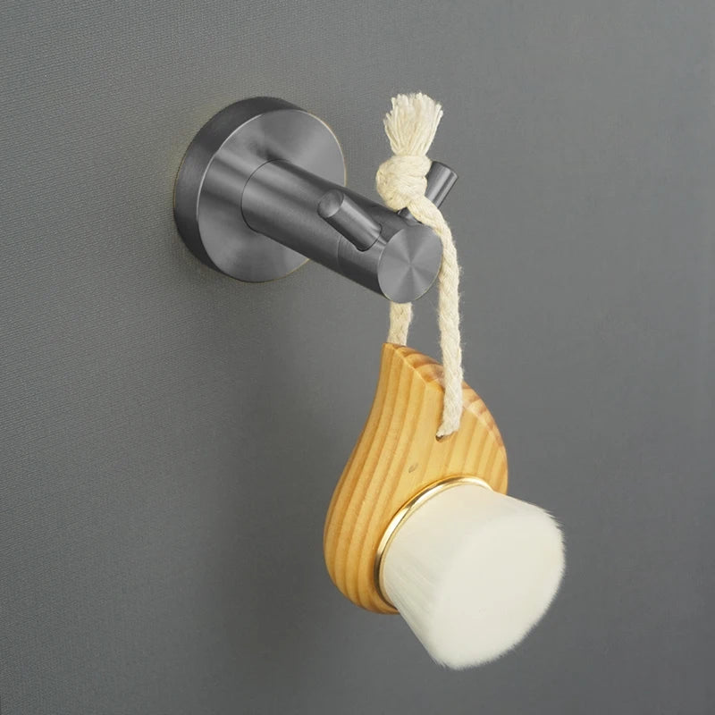 Grey Bathroom Hardware Kit Stainless Steel Round Wall
